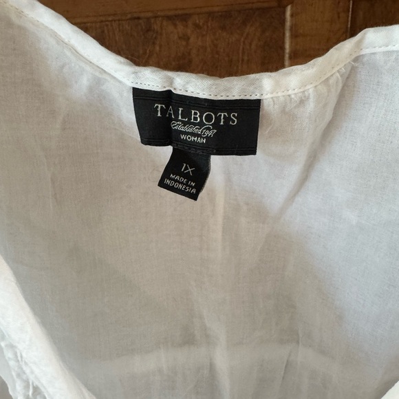 New Talbots White Asymmetrical Notched Collar Blouse - Picture 2 of 5